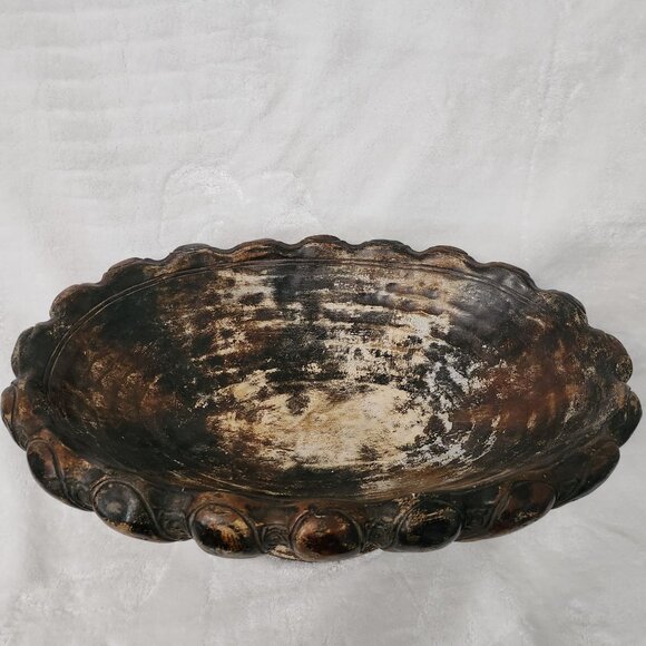 Antique-Style Attilas Original Repro Oval Scalloped Pedestal Bowl 19" x 9" - Picture 11 of 12